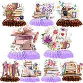 Book Themed Party Decorations - 9Pcs Book Party Decorations Vintage Book Club Honeycomb Centerpieces Table Decor Reading Library Birthday Baby Shower Supplies For Book Lovers Bookworm