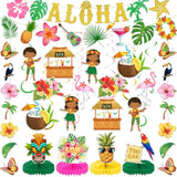Luau Party Decorations Hawaiian Aloha Banner Hanging Swirls And Honeycomb Centerpiece Flower Tropical Palm Flamingo Sign Foil Ceiling Decor For Tropical Theme Party Supplies