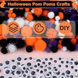 Halloween Craft Pom Poms with Wiggle Eyes: DIY Party Decorations