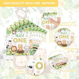120Pcs Wild One Party Supplies For Boys 1St Kids First Birthday Party Jungle Animal Safari Decorations Woodland Themed Tableware Set Plates Napkins Cups Set For 20 Guests