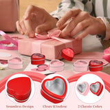 24 Pcs 2Oz Heart Shaped Metal Tins With Clear Window Lids Empty Metal Cans Heart Shaped Box Candle Tins Jar For Valentine‘S Day Candle Making Candies Gift(Red, Pink)