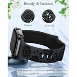 Floral Silicone Apple Watch Band for Women, Sunflower Design, Multiple Sizes