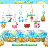 Summer Pool Party Decorations Beach Theme Banner, Tablecloth, & Balloons