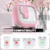 For Airpods 4Th Generation Case Cover, Transparent Design With Automatic Pop-Up Lid, Includes Cleaning Tool, Durable And Shockproof For Airpods 4 Case 2024, Pink