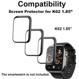 3D Screen Protector Compatible With Jacoosa K62 1.85 Inches Fitness Tracker Smart Watch, Pmma Material, Anti-Shatter, Full Coverage, With Non-Slip Pad Sticker, 3-Pack