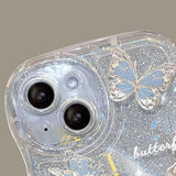 Compatible With Iphone 14 Plus Case For Women/Girls, Cute Butterfly Glitter Bling With Bracelets Anti-Scratch Shockproof Case For Iphone 14 Plus, Blue With Bracelets