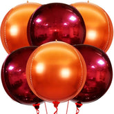 Metallic Maroon Orange Foil Balloons 22Inch 6Pack 4D Balloons for Fall Halloween Thanksgiving Decor