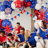 Blue White Red Balloons Arch Garland Kit-127Pcs Red Explosion Star Foil Balloon Star Shape Foil Balloon For Birthday,Graduation,Picnic,Baby Shower,Christmas Party Decoration.