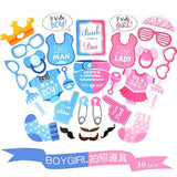 30Pcs Gender Reveal Photo Booth Props Boy Or Girl Theme Selfie Props Baby Shower Gender Prediction Decor He Or She Photography Backdrop For Gender Reveal Baby Shower Party Supplies