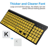 -Wireless Large Print Keyboard And Mouse Set With Usb Receiver| Quiet Scissor Switch | For Seniors And Visually Impaired Low Vision Individuals-Yellow