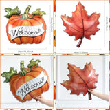 4PCS Fall Thanksgiving Foil Balloons Orange Maple Pumpkin Autumn Party Decor