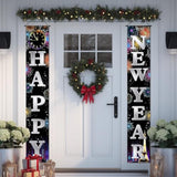 Silver Happy New Year Porch Banner Decorations With Fireworks Clock Night City 71 X 12 Inch Holiday Party Banners Front Door Hanging Banner Entryway New Year Winter For Wall Fireplace Party Holiday Home Kids Decor