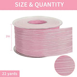 2 Inch X 25 Yards Wide Pink Crinkled Ribbon Silk-Like Wrinkled Ruffled