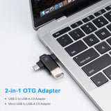2-in-1 USB OTG Adapters - USB to Micro/Type C Adapter/Cable ?2pack? Compatible with Android, MacBook Pro, and More