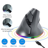 2.4G Wireless Mouse Ergonomic Vertical Mouse Bluetooth Mouse Rgb Optical Mouse With Usb Receiver 7 Buttons 4 Adjustable Dpi Cordless Computer Mice For Pc Laptop Desktop,Grey