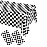 2 Pack Black And White Checkered Disposable Tablecloth Race Car Theme Party Table Cloth, Black Checkered Tablecloth For Race Car Theme Birthday, Outdoor Picnic Parties Decorations, 54 × 108 Inch