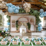 Sage Green And Blue Balloons, 35Pcs Olive Green Dusty Blue Beige Cream Latex Balloon, Baby Boy Shower Balloons For Kids Rabbit Theme Baby Shower Birthday Boho Bridal Wedding Party Decorations Supplies