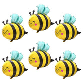 Cute Smile Face Bee Balloon Lovely Woodland Honeybee Balloon Bee Theme Birthday Supplies Summer Spring Parties Baby Shower, 6 Pack Cartoon Bee Shaped Mylar Foil Balloons Jungle Animal Party Decoration