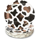 Cow Print Paper Plates - 9-Inch, 48 Count, Brown Foil Cow Print - For Barnyard Party & Baby Shower Decorations - Cowprint Party Supplies