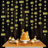 Gold 60Th Birthday Decorations For Men Women, Twinkle Garland Number 60 Happy 60Th Birthday Hanging Streamer Bunting Banner Party Supplies, Vintage 1965 Cheers 60 Years Old Bday Decor