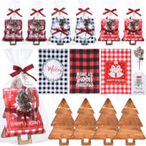 9 Sets Christmas Kitchen Gifts Bulk Wood Cutting Board Charcuterie Boards Christmas Kitchen Towels Pine Branches Xmas Cooking Gifts For Home Party Gift Winter Decoration(Tree Shaped)
