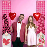 Valentine'S Day Gnome Porch Banner Buffalo Check Plaid Anniversary Hol