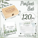 120 Pcs Advice And Wishes For The Mr And Mrs, Greenery Bridal Shower Advice Cards, Wedding Advice Cards For Bride And Groom Wood Box, Bridal Shower Games And Decorations