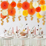 Orange Yellow Pompoms Paper Fans Lanterns and Leaves Fall Party Decorations Thanksgiving Decorations Fall Leaves Fall Hanging Decor– Perfect for Autumn, Thanksgiving, Halloween