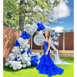 143pcs Royal Blue, White & Silver Balloon Garland Kit for Baby Shower, Wedding and Graduation