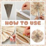 12 Pcs Boho Classroom Hanging Paper Fans 8'' 12'' 16'' Boho Classroom Decoration Rainbow Round Paper Fans Garlands Neutral Rustic Flower Leaf Wall Decor For School Office Party Decor