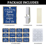 Graduation Candy Buffet Signs, Blue Grad Party Dessert Table Label Set