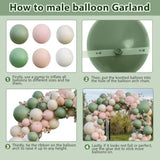 Sage Green & Pink Balloon Arch Kit: Double Stuffed Boho Party Decor