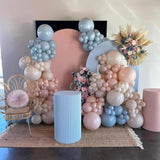 Gender Balloon Garland Arch Kit, Dusty Pink And Blue White Sand Balloons Boho Pink Nude Balloon For Neutral Theme Baby Shower Birthday Bridal Shower Wedding Gender & Reveal Party Decoration