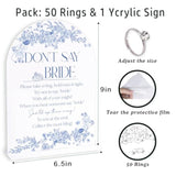 Blue Flower Bridal Shower Ring Game, 1 Sign And 50 Rings, Bridal Shower Decorations, Put A Ring On It Bridal Shower Game, Wedding Shower Games(Jzxn03)