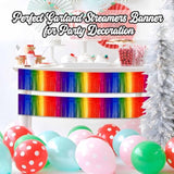 4 Pack 10 Ft Dark Rainbow Foil Fringe Garland Metallic Streamers Tinsel Banner Wall Hanging Garland Backdrop For Parade Floats, Halloween, Christmas, Thanksgiving, New Year Party Decorations