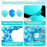 Ocean Arch Kit, 120 Pcs Sea Garland With 18/12/10/5 Inch Teal Dark Light Blue Clear Balloons For Kids Birthday Beach Baby Shower Sea Ocean Theme Party Decorations