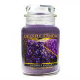 A Cheerful Giver - Lavender Vanilla Scented Glass Jar Candle (24 oz) with Lid & True to Life Fragrance Made in USA