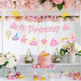 Four Ever A Princess Banner - 3 Pcs Pre-Strung Princess 4Th Birthday Party Decorations Glitter Pink Gold Castle Crown Carriage Ceiling Garland Decor Happy 4 Years Old Party Supplies For Girls