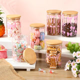 6 Pcs Valentines Day Pink Bow Glass Storage Jars With Airtight Lid 19 Oz Pink Bow Decorative Canisters Sets Sugar Container Farmhouse Kitchen Canisters Glass Organizers Kitchen Countertop Gift