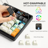 Td31Pro Mechanical Numpad,Mini Keyboard With Screen&Knob,Bluetooth5.0/2.4G/Type-C Wireless Numeric Keypad,Gasket Hotswap Rgb Number Pad,Pbt Keycaps Rechargeable Number Keypad For Pc(Black-Grey)