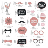 Party Birthday Photo Booth Props, 30Pcs Set Of Happy Birthday Selfie Party Supplies With Real Glitter Cute Bday Designs For Women Or Girls,Easy To Assemble(Rose Gold)