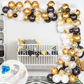 120-Piece Black Gold Balloon Garland Kit for Party Decorations