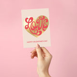 Love Valentine’S Day Card – Gold Foil Heart Design With Red Envelope & Gold Seal – 5X7” Romantic Valentine’S Day Card With “With All My Love, Today And Always” Interior Message