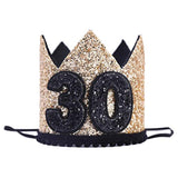 30Th Birthday Crown - 30Th Birthday Party Decoration,Gold And Black 30 Party Crown For Women/Men
