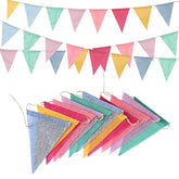 Pennant Banner Flags Pastel - Colorful Triangle Banners For Birthdays Easter Classroom School Carnival Garland Outdoor Burlap Bunting Party Decorations 4 Strings