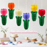 Tulip Honeycomb Centerpieces, 6Pcs Spring Flower Centerpieces For Tables 3D Tulips Honeycomb Spring Decoration For Home Office Garden Mother'S Day
