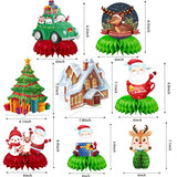 15PCS Christmas Party Honeycomb Centerpieces, Christmas Party Table Decoration With Santa Claus, Christmas Tree, Snowman for Holiday XMAS Supplies Christmas Party Supplies