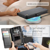 Iphone 16 Pro Max Wallet Case With Rfid Blocking, Magnetic Clasp, Kickstand, Leather Book Folio For Men Women - Black