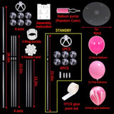 2 Set Balloons Stand Kit Pink Marble Table Birthday Decorations For Fo