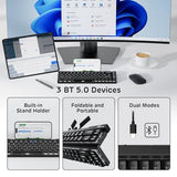 F68 60% Foldable Low Profile Mechanical Keyboard, Wireless Mechanical Keyboard With Aluminum Body, Built-In Stand Holder, White Backlit, 68 Keys